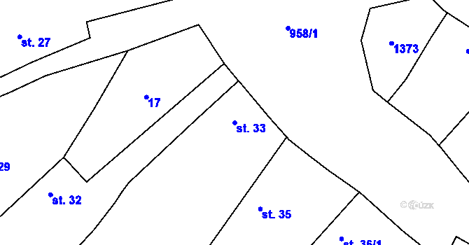 Parcela st. 33 v KÚ Konojedy, Katastrální mapa