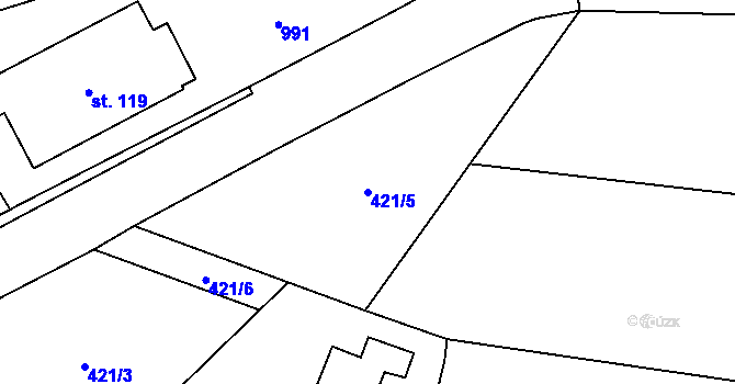 Parcela st. 421/5 v KÚ Konojedy, Katastrální mapa