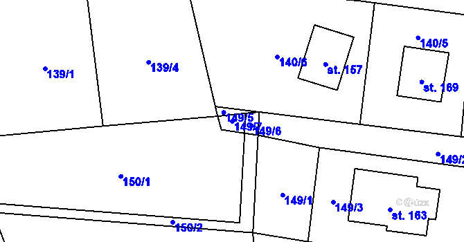 Parcela st. 149/7 v KÚ Konojedy, Katastrální mapa