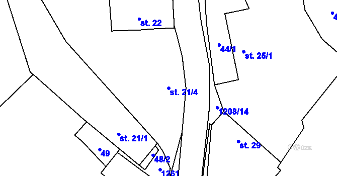 Parcela st. 21/4 v KÚ Nučice, Katastrální mapa