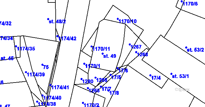 Parcela st. 49 v KÚ Nučice, Katastrální mapa