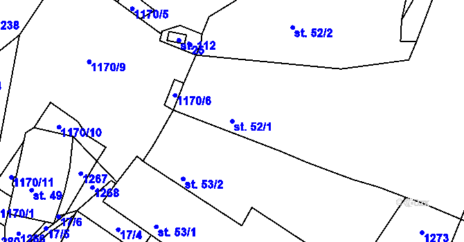 Parcela st. 52/1 v KÚ Nučice, Katastrální mapa