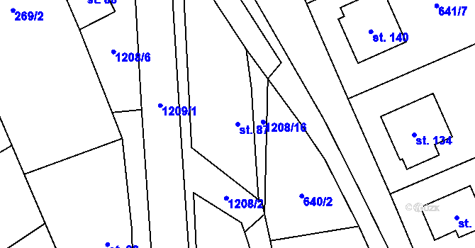 Parcela st. 87 v KÚ Nučice, Katastrální mapa