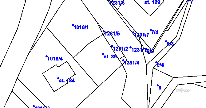 Parcela st. 89 v KÚ Nučice, Katastrální mapa