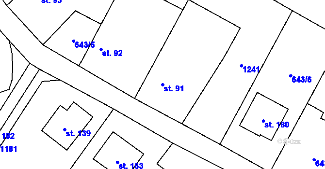 Parcela st. 91 v KÚ Nučice, Katastrální mapa