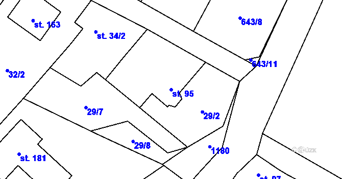 Parcela st. 95 v KÚ Nučice, Katastrální mapa