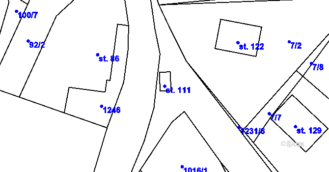 Parcela st. 111 v KÚ Nučice, Katastrální mapa
