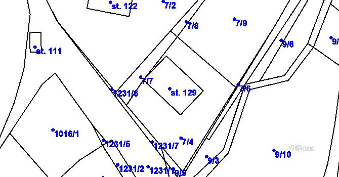 Parcela st. 129 v KÚ Nučice, Katastrální mapa