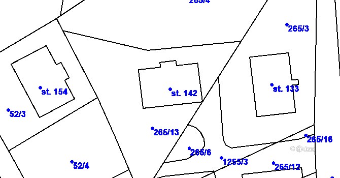 Parcela st. 142 v KÚ Nučice, Katastrální mapa