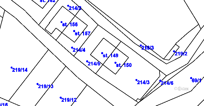Parcela st. 149 v KÚ Nučice, Katastrální mapa