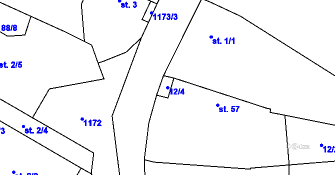 Parcela st. 12/4 v KÚ Nučice, Katastrální mapa