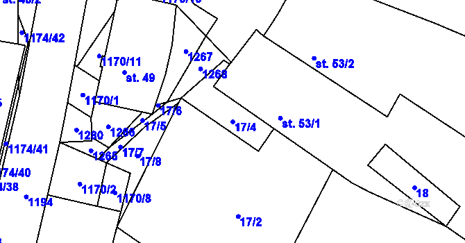 Parcela st. 17/4 v KÚ Nučice, Katastrální mapa
