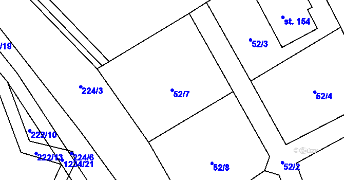 Parcela st. 52/7 v KÚ Nučice, Katastrální mapa