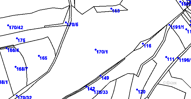 Parcela st. 170/1 v KÚ Nučice, Katastrální mapa