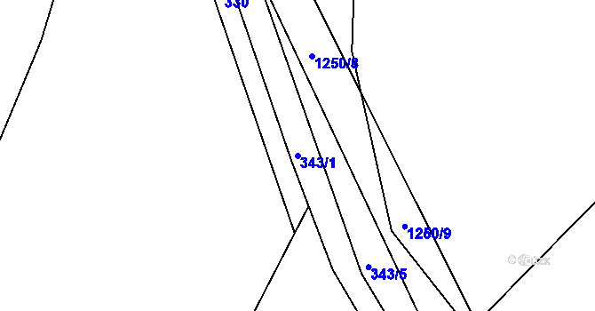 Parcela st. 343/1 v KÚ Nučice, Katastrální mapa
