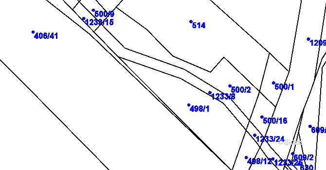 Parcela st. 498 v KÚ Nučice, Katastrální mapa