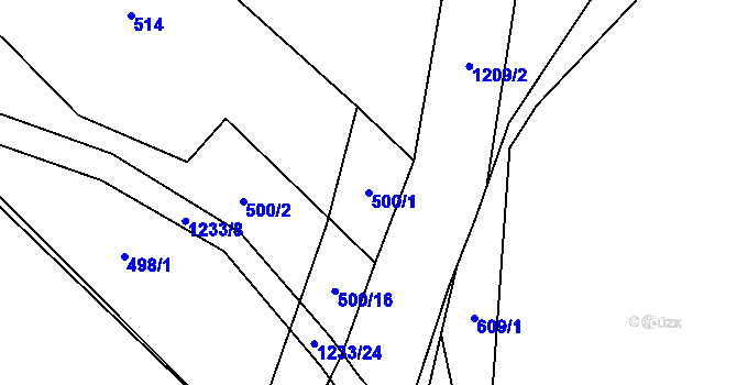 Parcela st. 500/1 v KÚ Nučice, Katastrální mapa