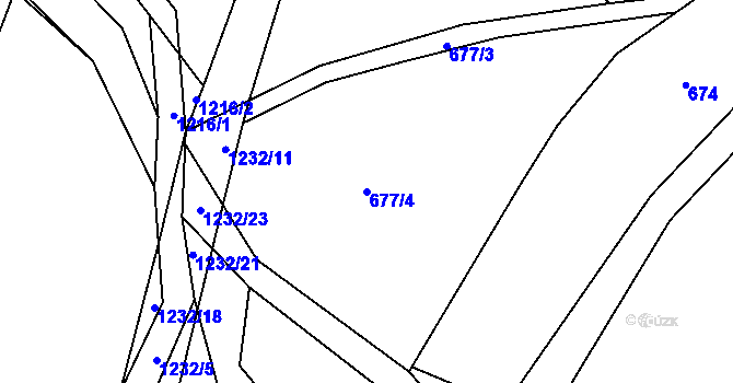 Parcela st. 677/4 v KÚ Nučice, Katastrální mapa