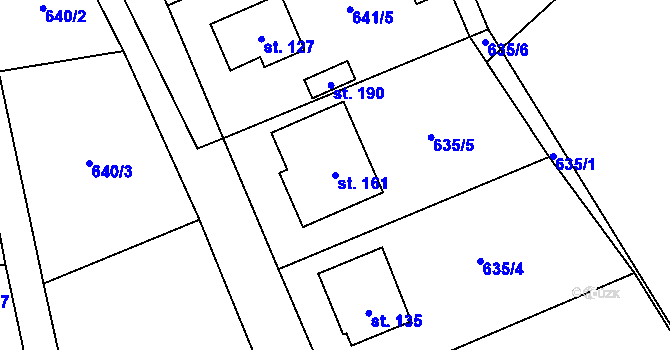 Parcela st. 161 v KÚ Nučice, Katastrální mapa