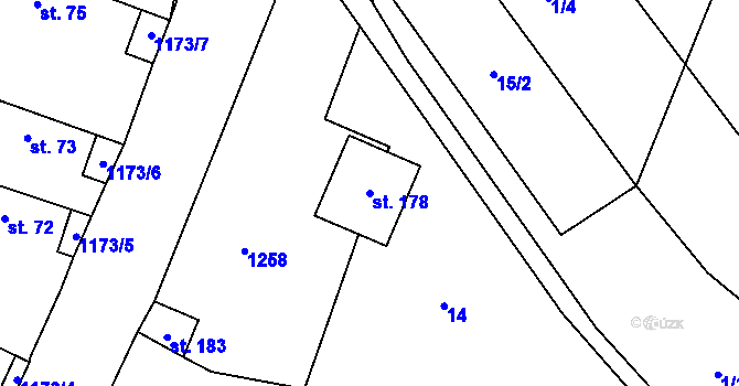 Parcela st. 178 v KÚ Nučice, Katastrální mapa