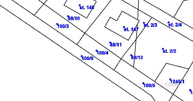 Parcela st. 100/4 v KÚ Nučice, Katastrální mapa