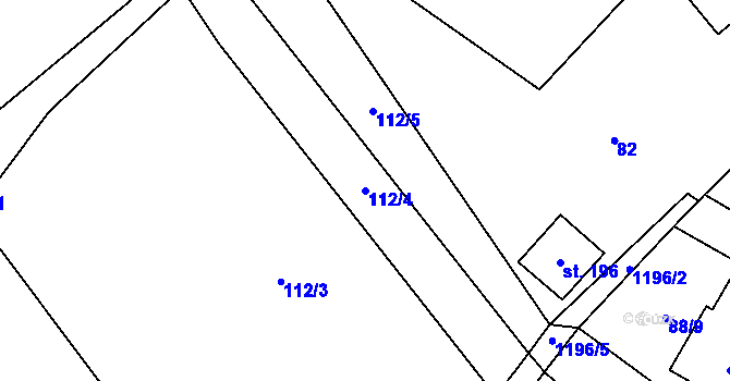 Parcela st. 112/4 v KÚ Nučice, Katastrální mapa