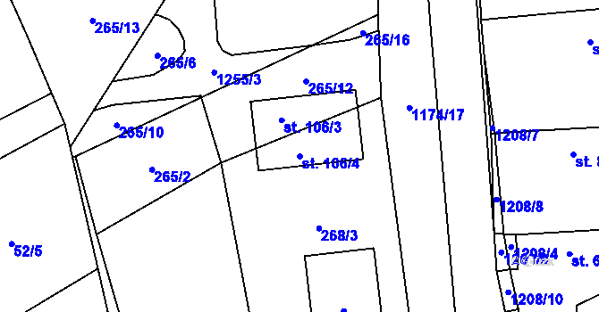 Parcela st. 106/4 v KÚ Nučice, Katastrální mapa