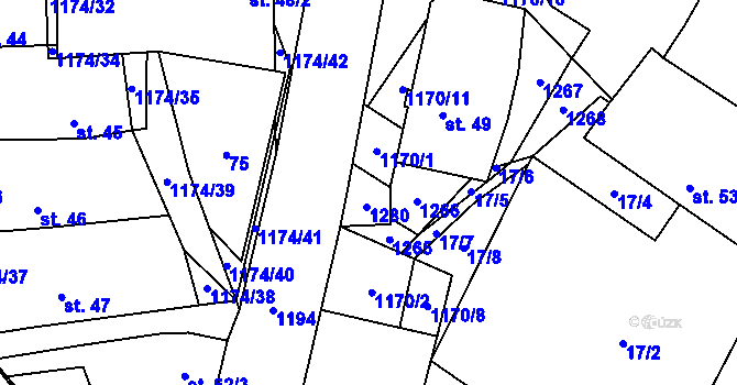Parcela st. 120/2 v KÚ Nučice, Katastrální mapa