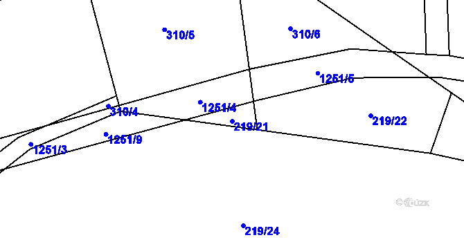 Parcela st. 219/21 v KÚ Nučice, Katastrální mapa