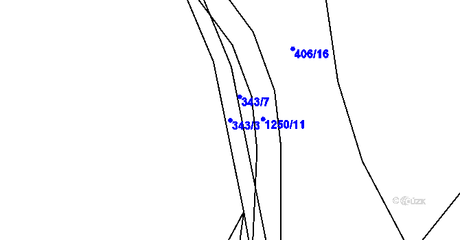Parcela st. 343/3 v KÚ Nučice, Katastrální mapa