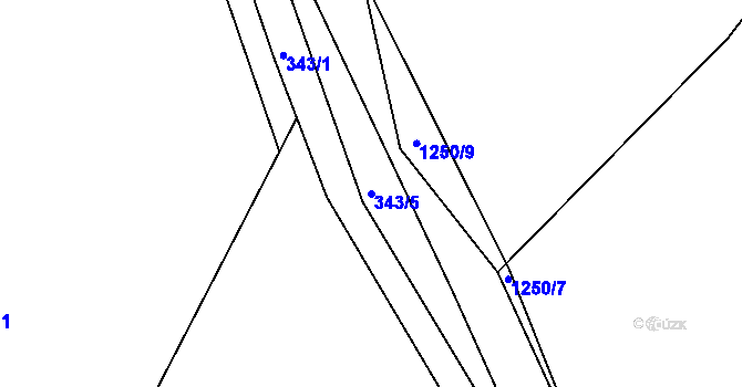 Parcela st. 343/5 v KÚ Nučice, Katastrální mapa