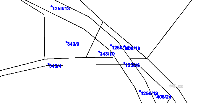 Parcela st. 343/10 v KÚ Nučice, Katastrální mapa