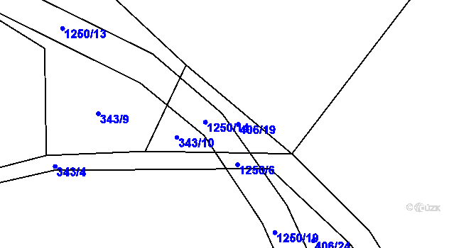 Parcela st. 406/19 v KÚ Nučice, Katastrální mapa