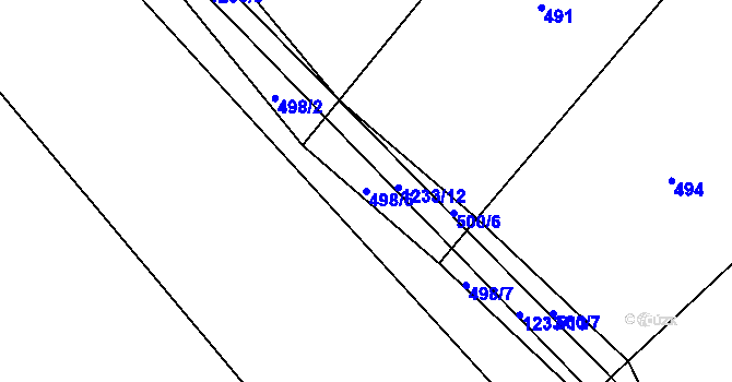 Parcela st. 498/6 v KÚ Nučice, Katastrální mapa