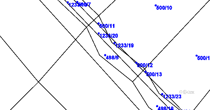 Parcela st. 498/9 v KÚ Nučice, Katastrální mapa
