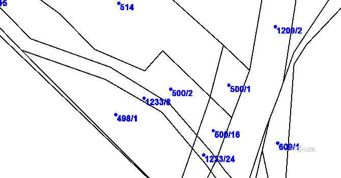 Parcela st. 500/2 v KÚ Nučice, Katastrální mapa