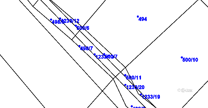 Parcela st. 500/7 v KÚ Nučice, Katastrální mapa