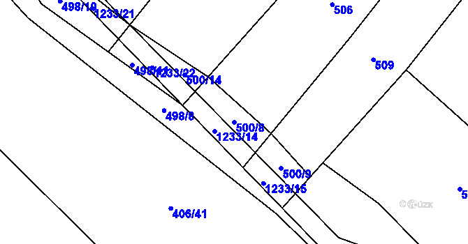 Parcela st. 500/8 v KÚ Nučice, Katastrální mapa