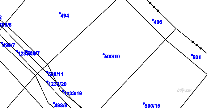 Parcela st. 500/10 v KÚ Nučice, Katastrální mapa