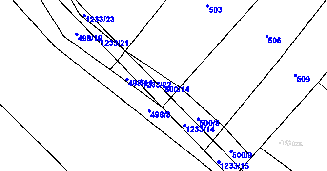 Parcela st. 500/14 v KÚ Nučice, Katastrální mapa