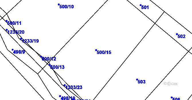 Parcela st. 500/15 v KÚ Nučice, Katastrální mapa