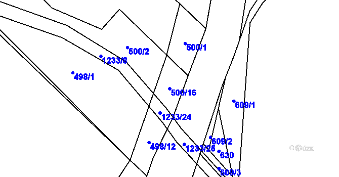 Parcela st. 500/16 v KÚ Nučice, Katastrální mapa