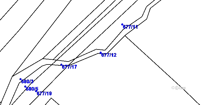 Parcela st. 677/12 v KÚ Nučice, Katastrální mapa