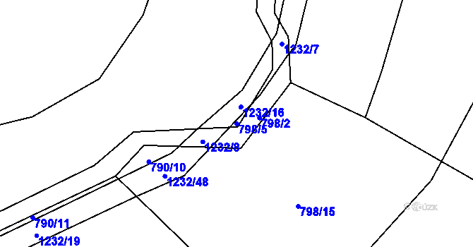 Parcela st. 798/5 v KÚ Nučice, Katastrální mapa