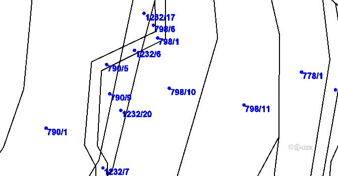 Parcela st. 798/10 v KÚ Nučice, Katastrální mapa