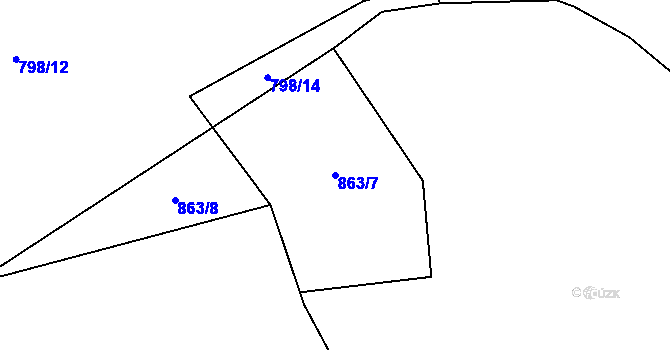 Parcela st. 863/7 v KÚ Nučice, Katastrální mapa