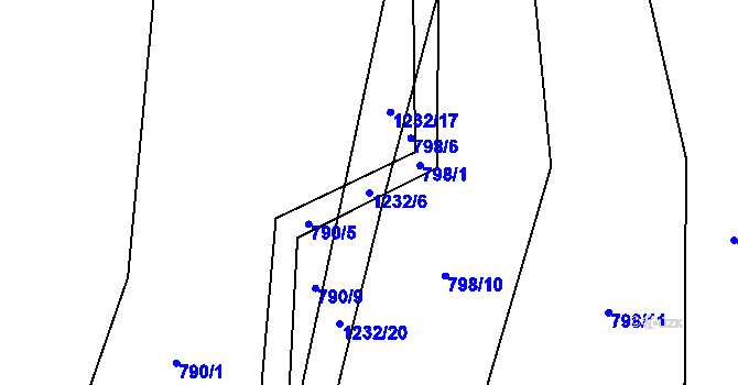 Parcela st. 1232/6 v KÚ Nučice, Katastrální mapa