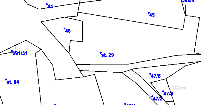 Parcela st. 29 v KÚ Oplany, Katastrální mapa