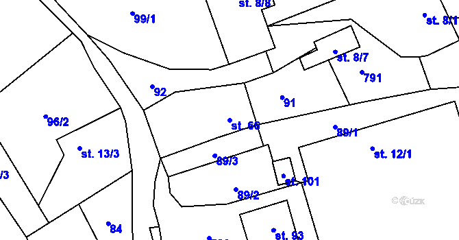 Parcela st. 66 v KÚ Oplany, Katastrální mapa
