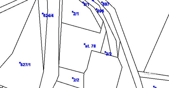 Parcela st. 78 v KÚ Oplany, Katastrální mapa